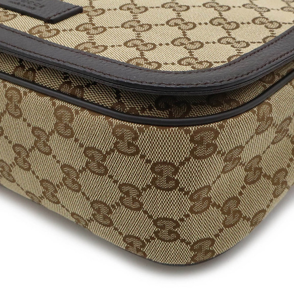 GUCCI GG canvas Crossbody Bag leather khaki Green beige Black - Picture 3 of 7